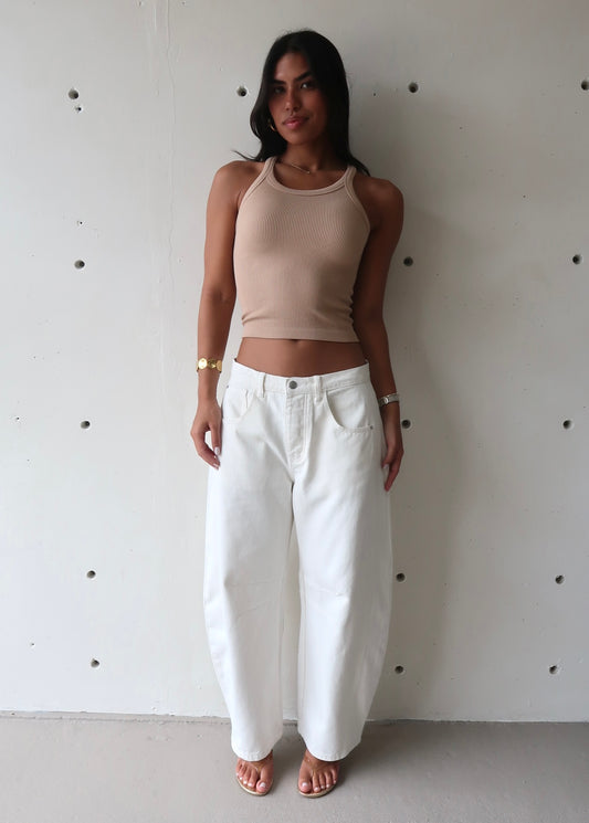 Mila Barrel Jean - Off White - Morena Lucía