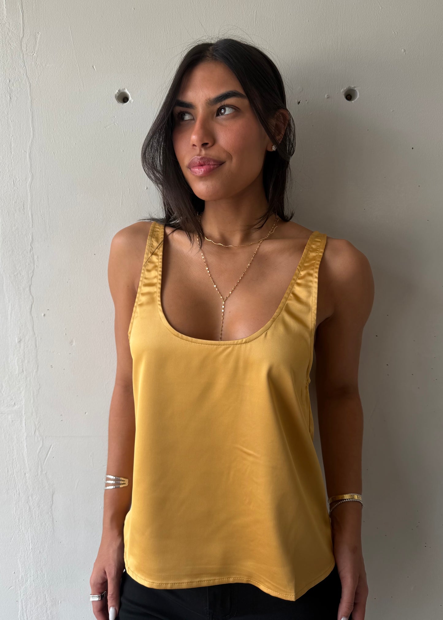 Azira Silk Tank Top - Gold