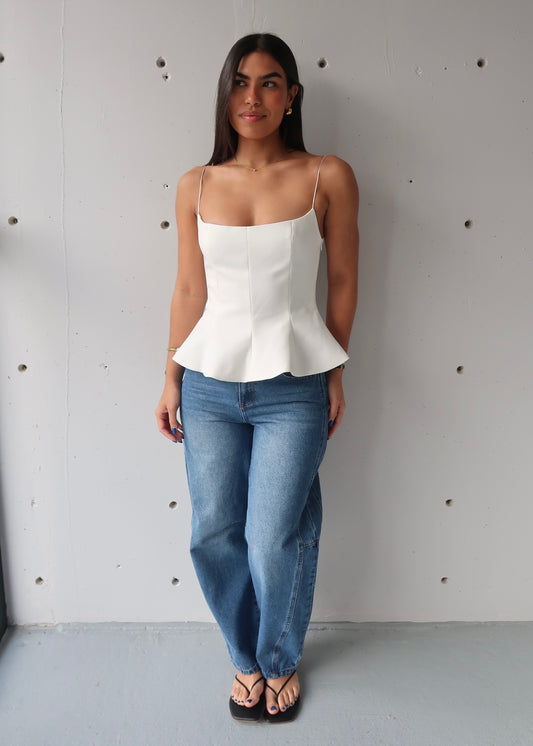 Isa Peplum Top - White