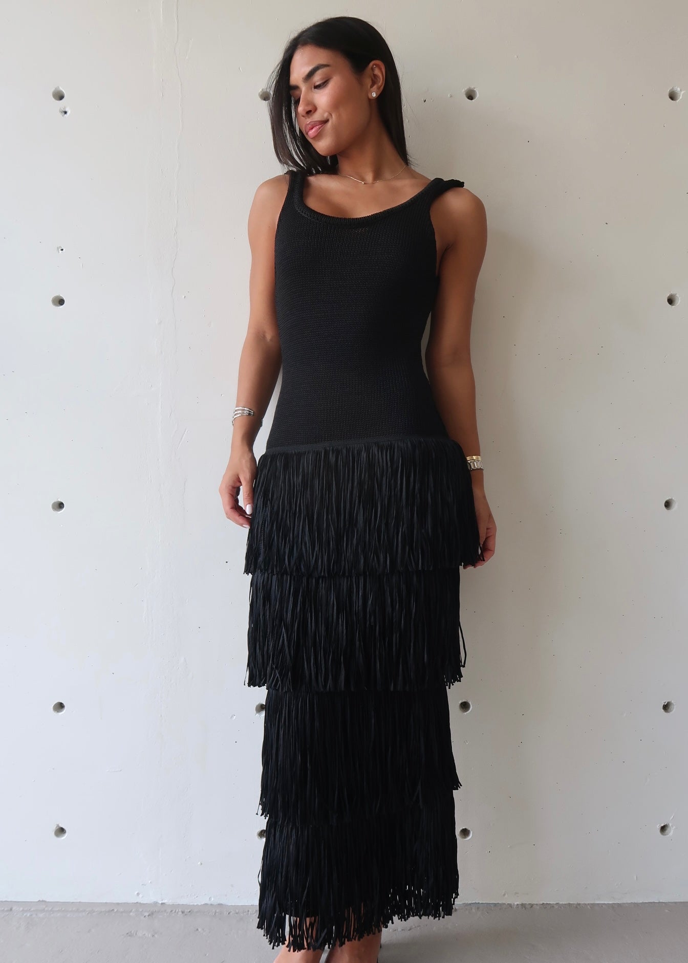 Fringe Black Dress