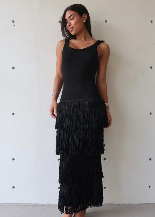 Fringe Black Dress