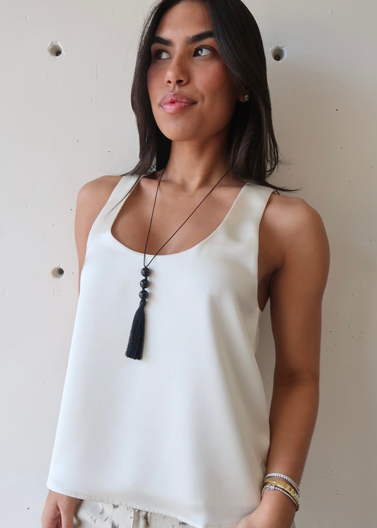 Saphira Silk Top - White