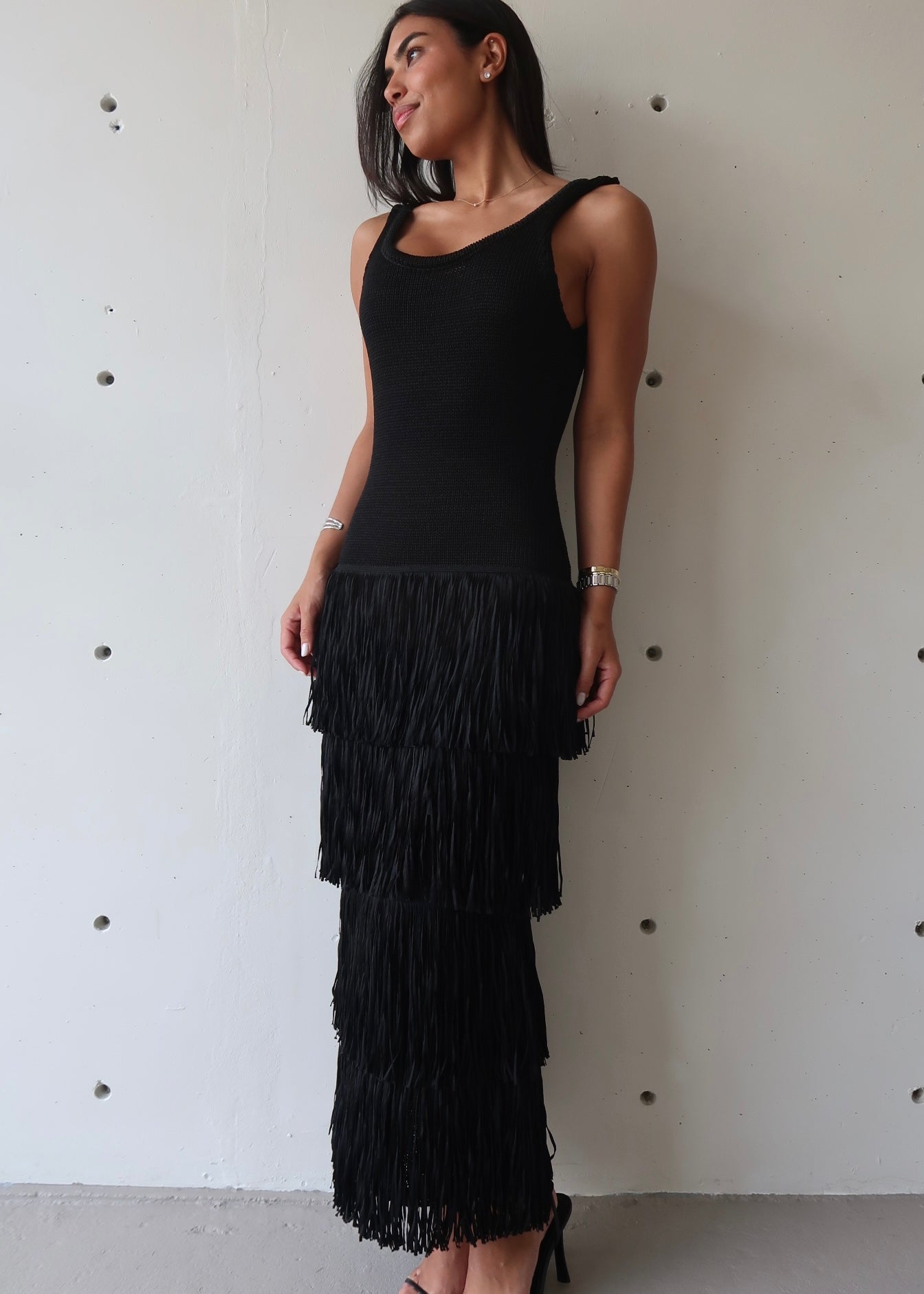 Fringe Black Dress
