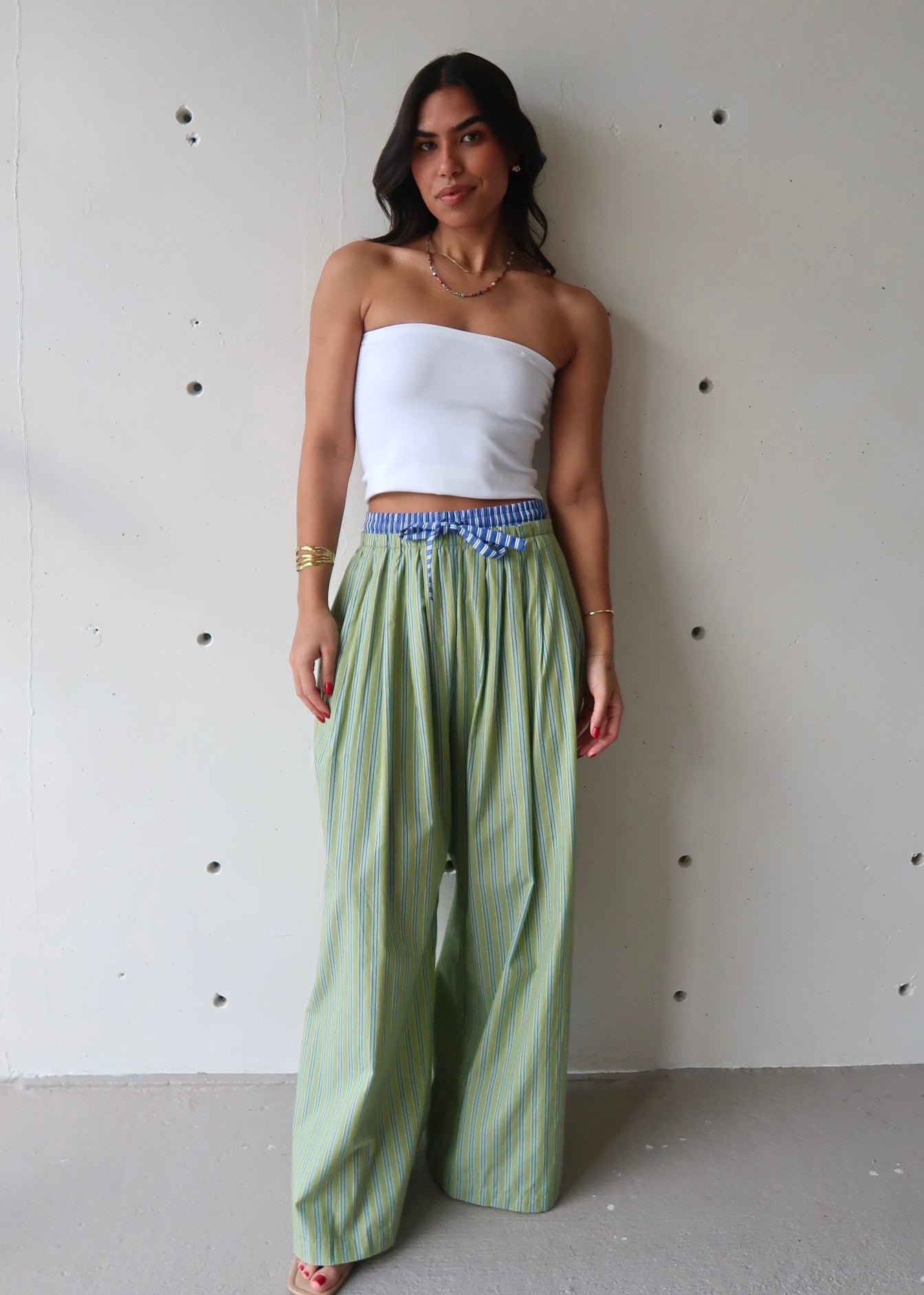 Mila Linear Pant - Green Blue - Morena Lucía