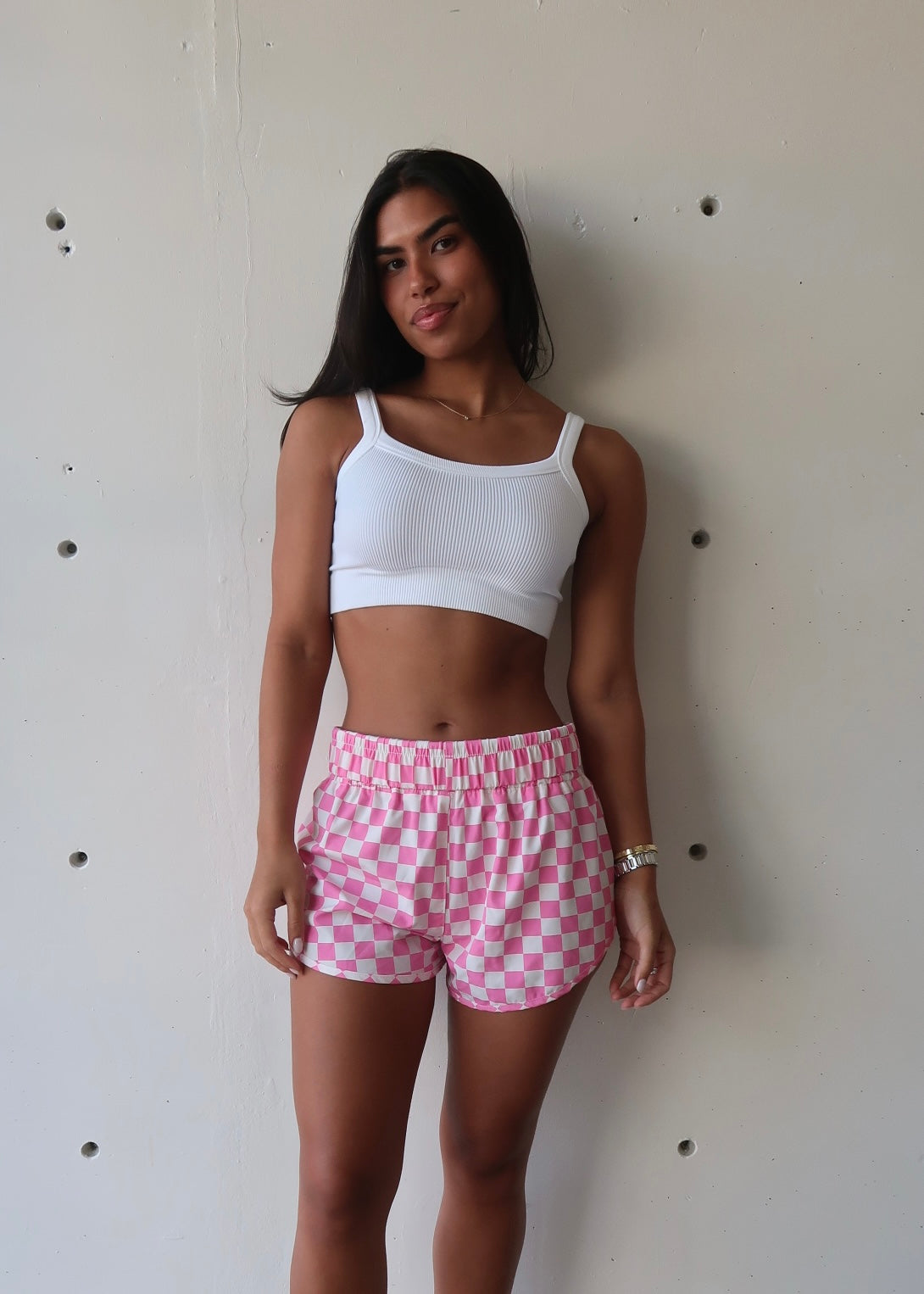 Checkered Pink Short - Morena Lucía