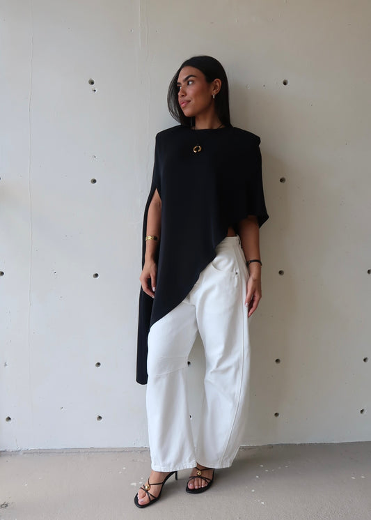 Amy Poncho Top - Black