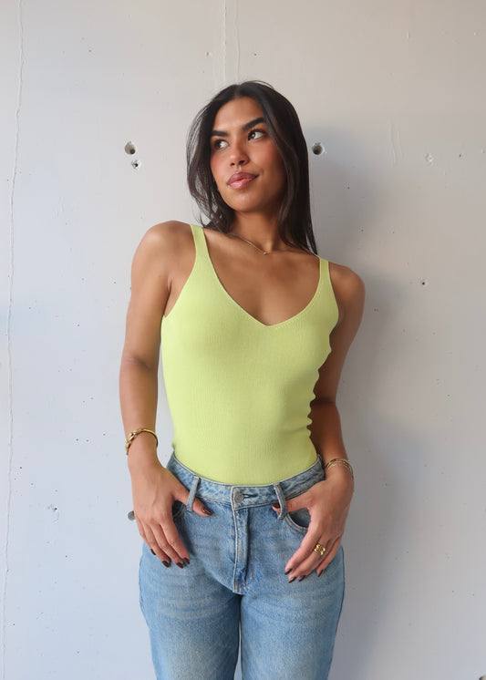 lime knit tank top