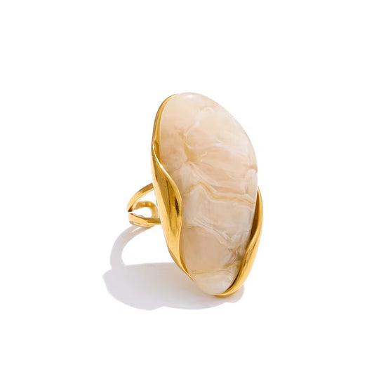 Adeline Adjustable Ring - White - Morena Lucía