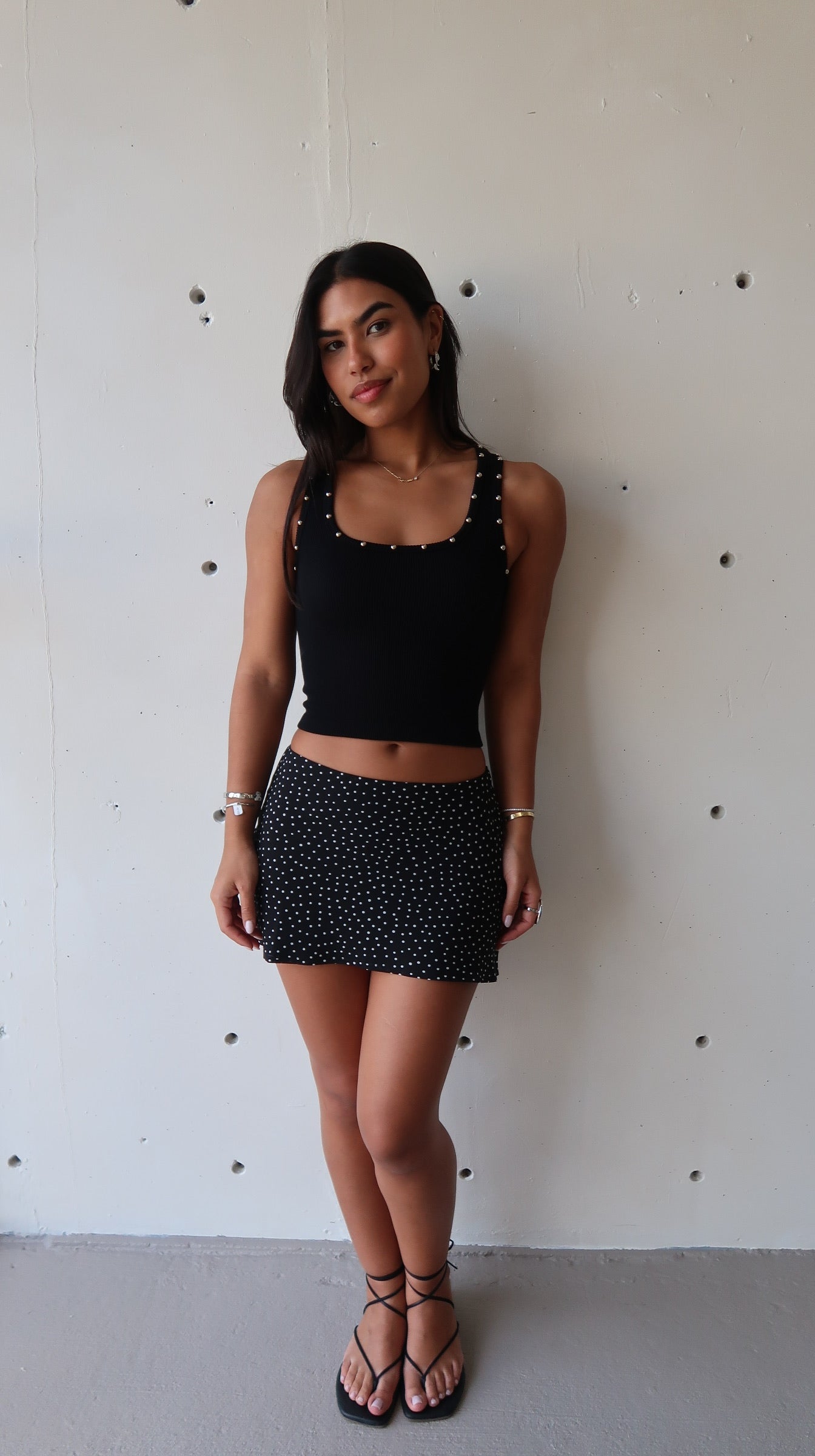 Sienna Studs Tank Black - Morena Lucía