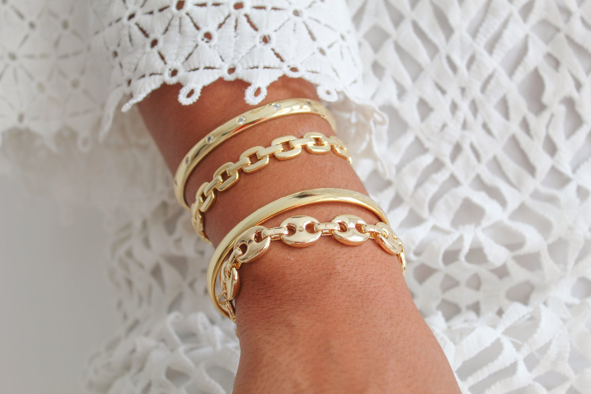 chain square bangle - Morena Lucía