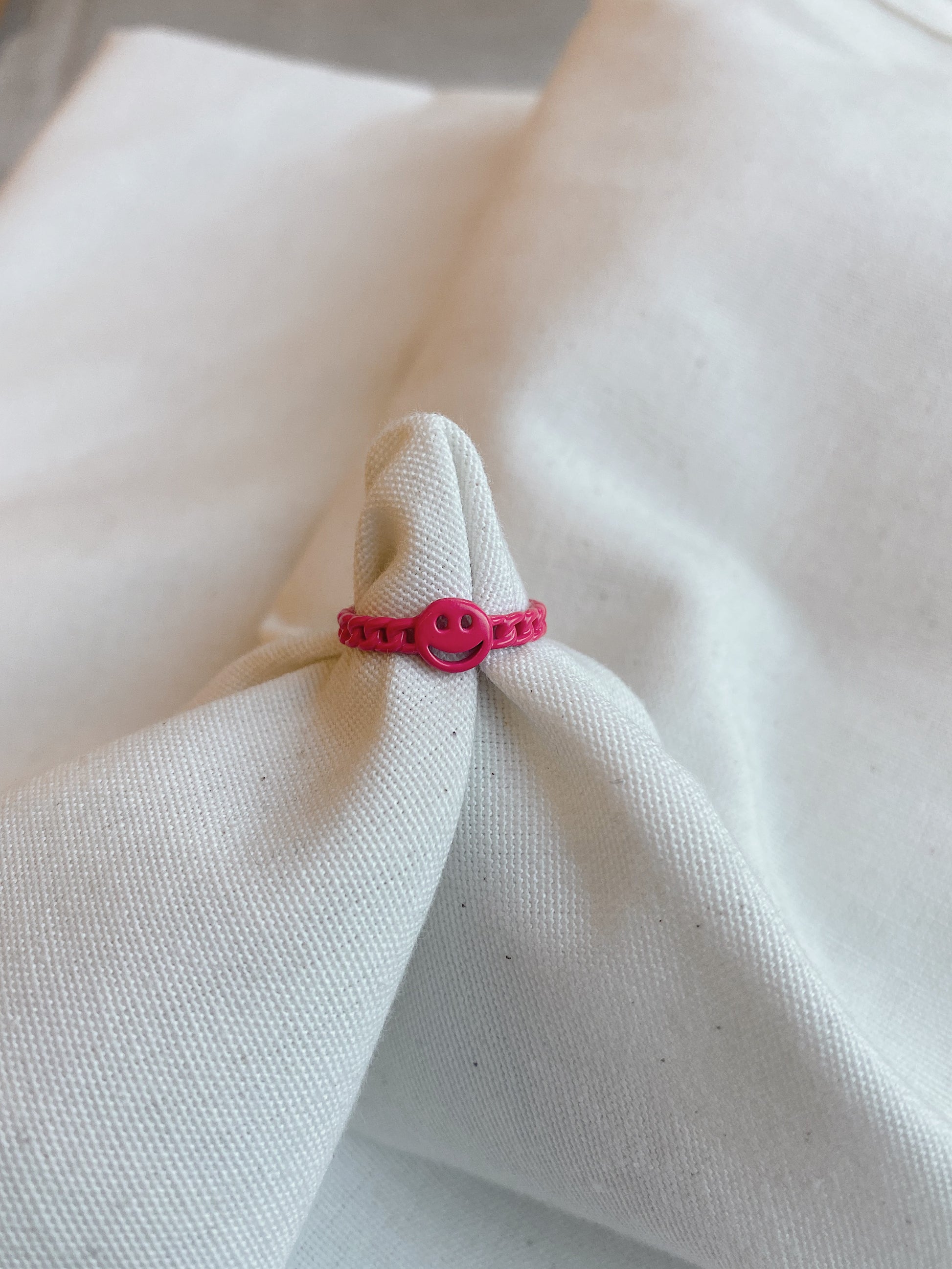 vibrant pink smiley ring - Morena Lucía