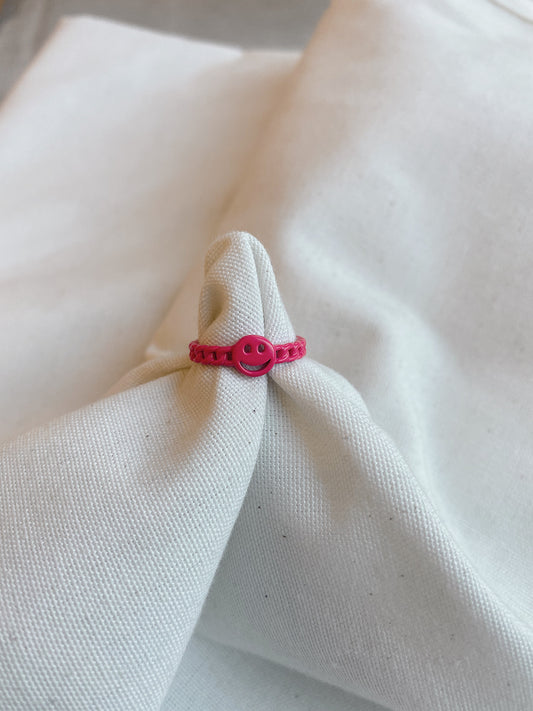 vibrant pink smiley ring - Morena Lucía